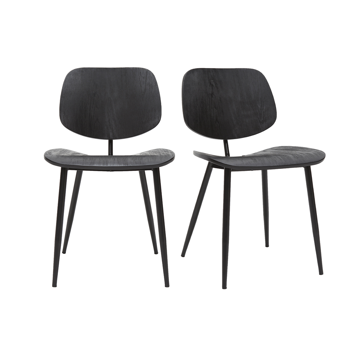 Sedie in legno nero e metallo nero (set di 2) TOBIAS