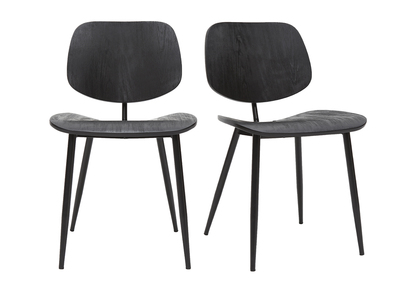 Sedie in legno nero e metallo nero (set di 2) TOBIAS