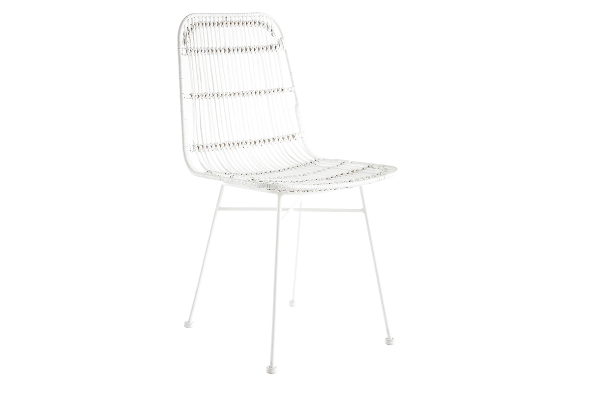 Sedie in rattan bianco set di 2 MALACCA