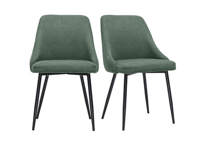 Sedie in tessuto chenille verde kaki e metallo nero (lotto di 2) HASTA