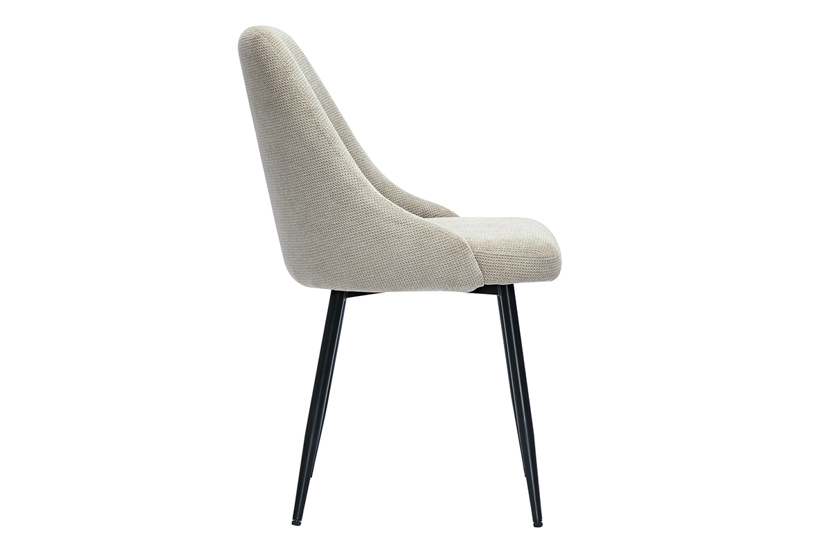 Sedie in tessuto ciniglia beige e metallo nero (set di 2) HASTA