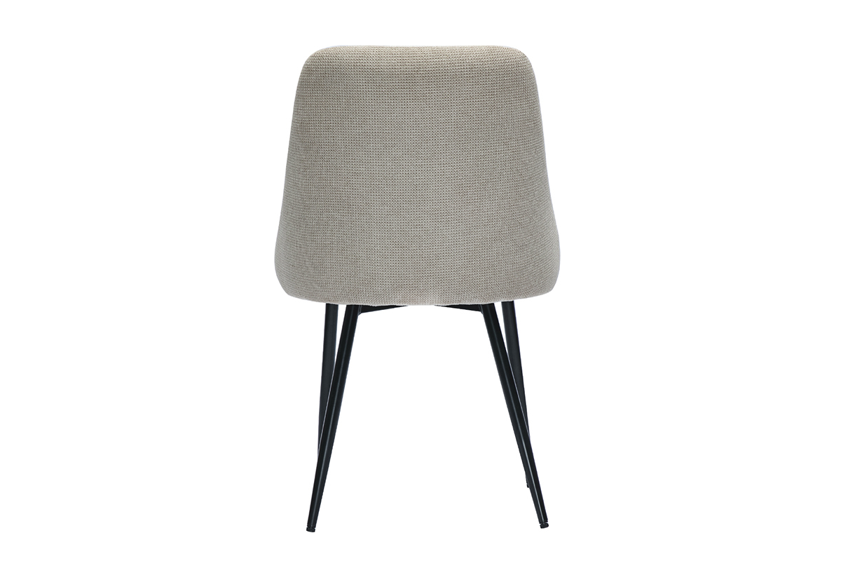 Sedie in tessuto ciniglia beige e metallo nero (set di 2) HASTA