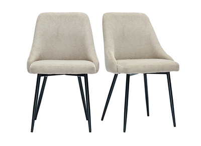 Sedie in tessuto ciniglia beige e metallo nero (set di 2) HASTA