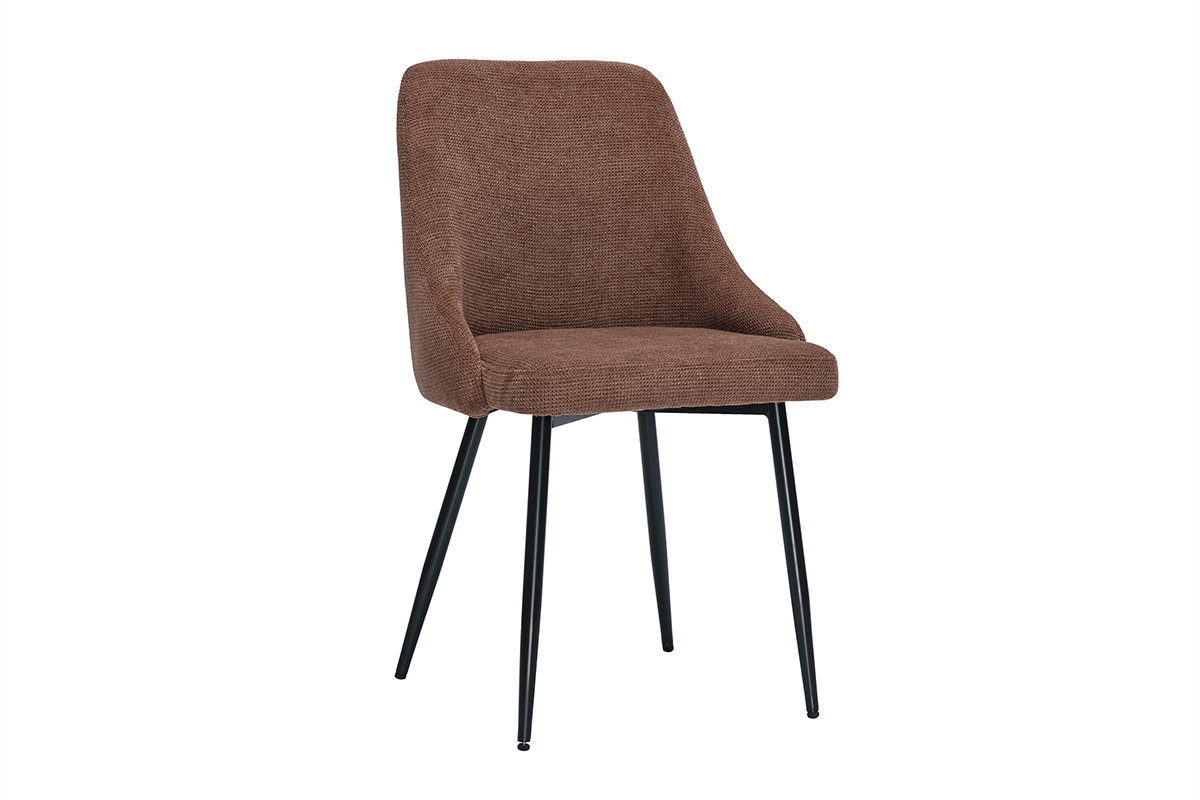 Sedie in tessuto ciniglia terra bruciata e metallo nero (set di 2) HASTA