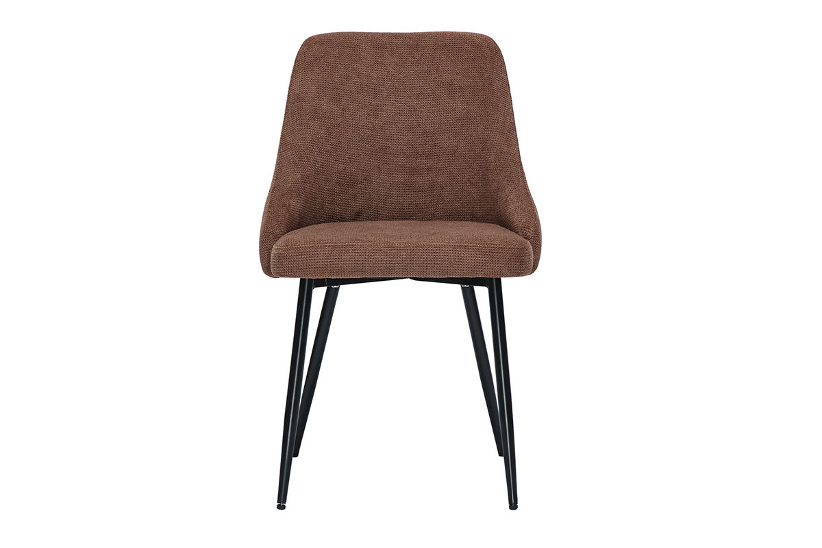 Sedie in tessuto ciniglia terra bruciata e metallo nero (set di 2) HASTA