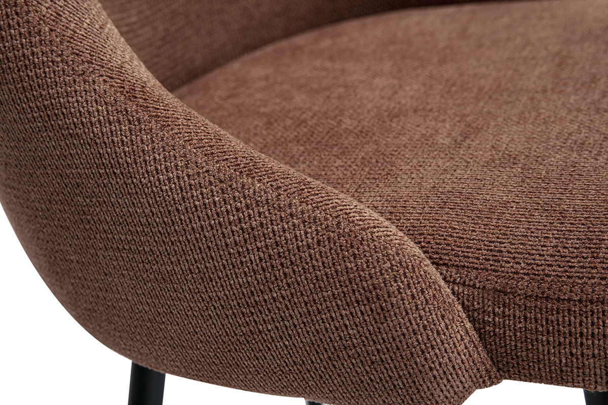 Sedie in tessuto ciniglia terra bruciata e metallo nero (set di 2) HASTA