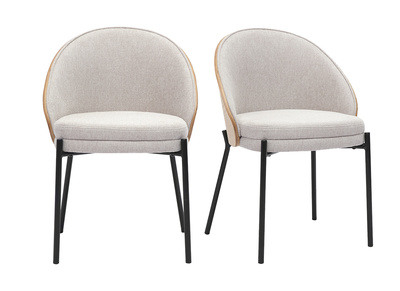 Sedie in tessuto effetto velluto goffrato beige, legno chiaro e metallo (confezione da 2) TUCSON