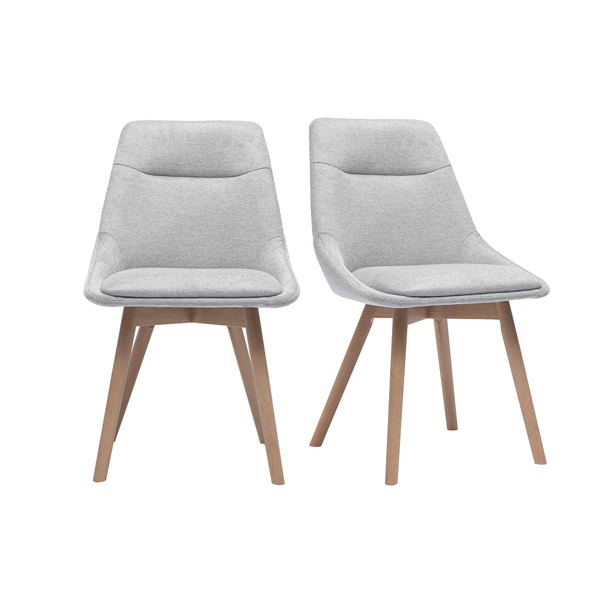 Sedie in tessuto effetto velluto grigio chiaro e legno chiaro (set di 2) ALESS