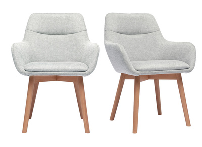 Sedie in tessuto effetto velluto grigio chiaro testurizzato e legno chiaro (set di 2) ALESS