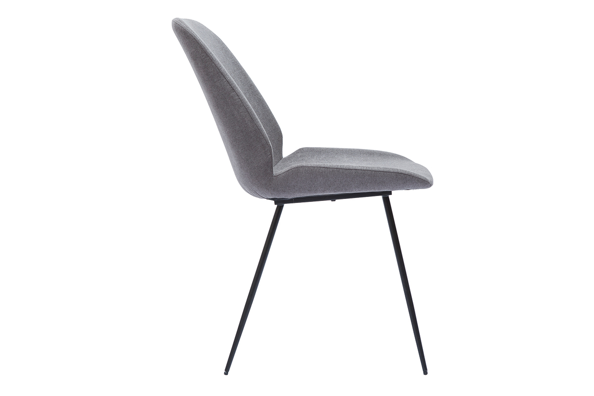 Sedie in tessuto effetto velluto grigio e base metallo nero (set di 2) KAOLY