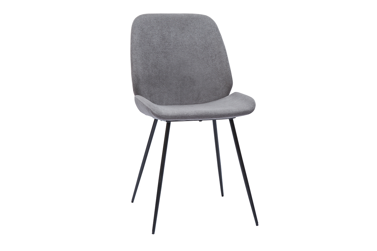 Sedie in tessuto effetto velluto grigio e base metallo nero (set di 2) KAOLY