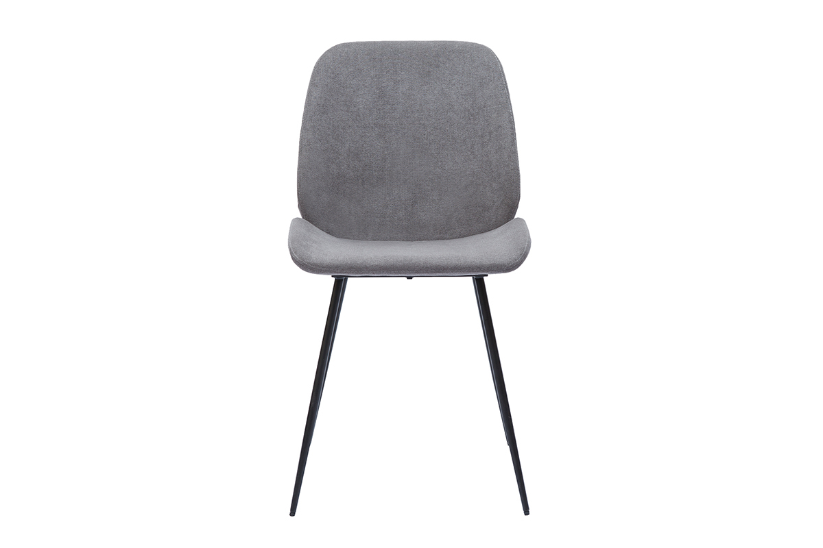 Sedie in tessuto effetto velluto grigio e base metallo nero (set di 2) KAOLY