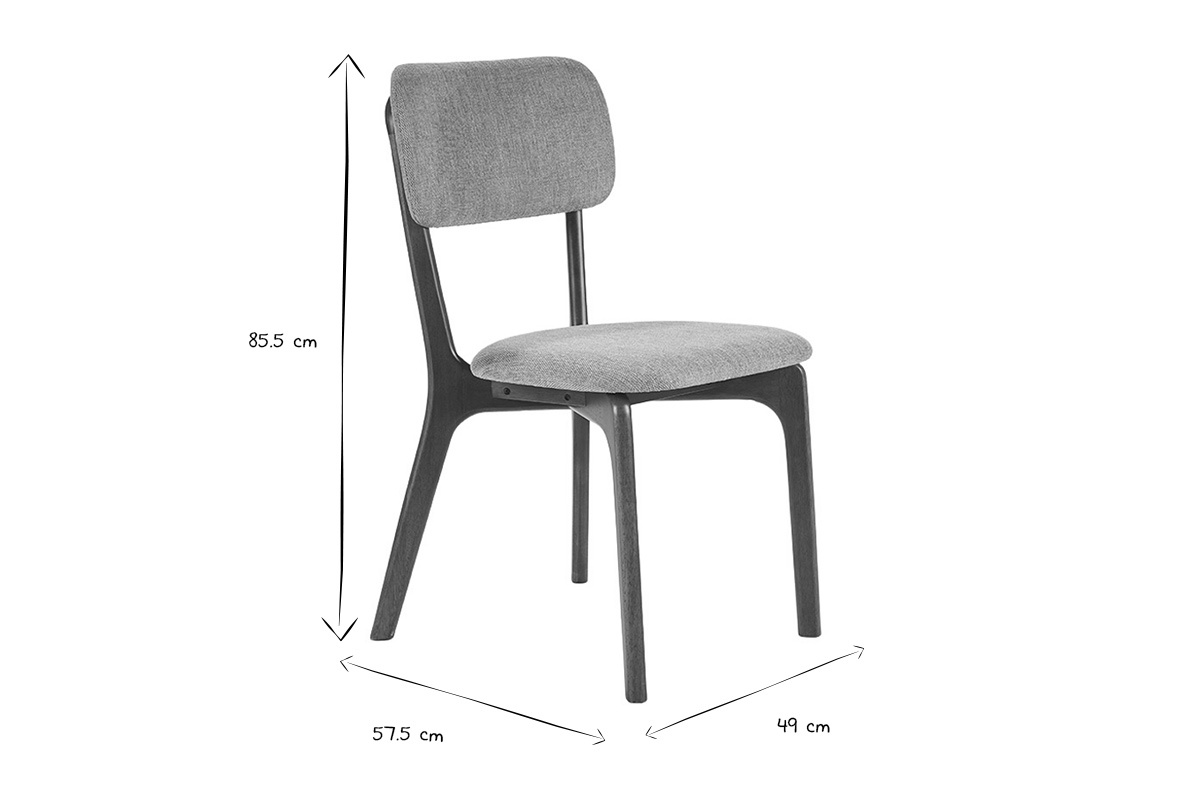 Dimensioni della sedia JOCA in nero e bianco: altezza 85,5 cm, larghezza 49 cm, profondit� 57,5 cm.