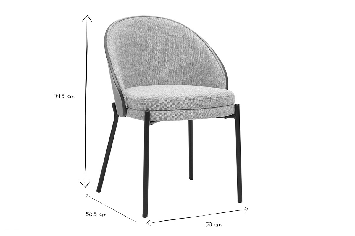 Sedia in tessuto effetto velluto grigio con dimensioni 74,5 cm altezza, 50,5 cm larghezza, 53 cm profondit�.