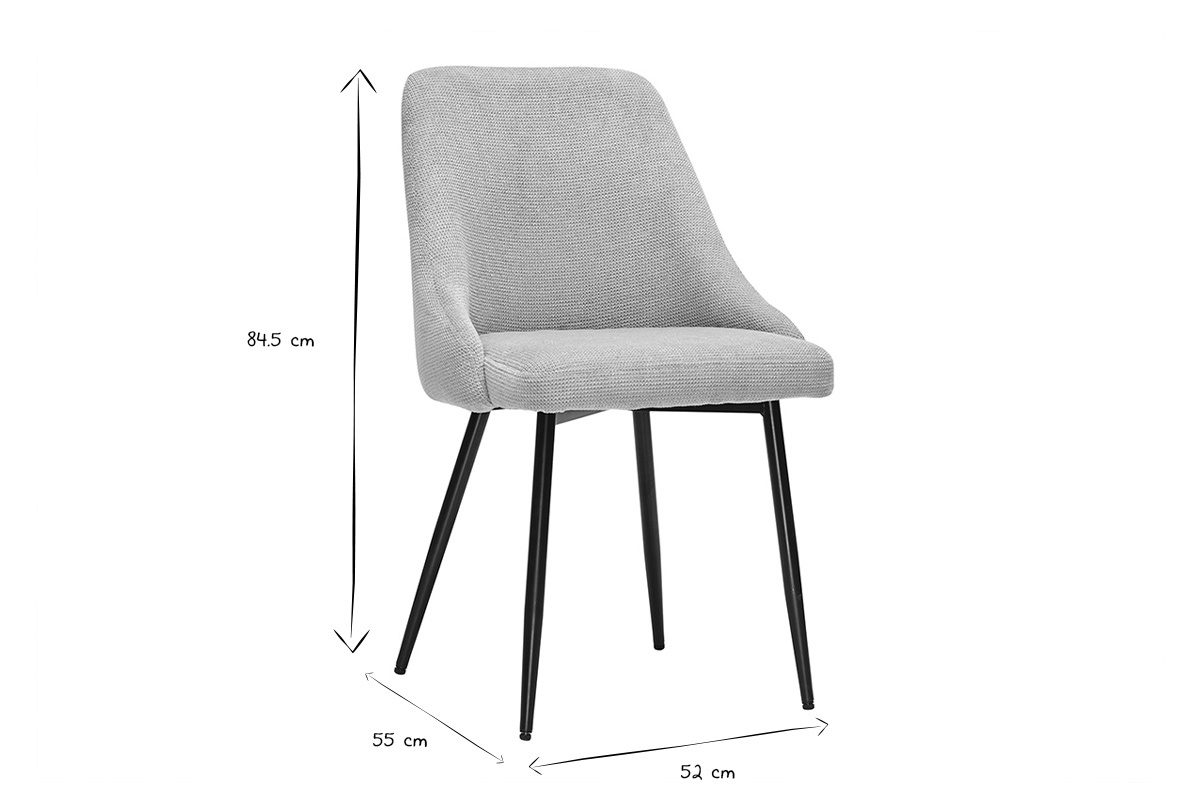 Sedie in tessuto effetto velluto testurato beige e metallo nero (set di 2) HASTA