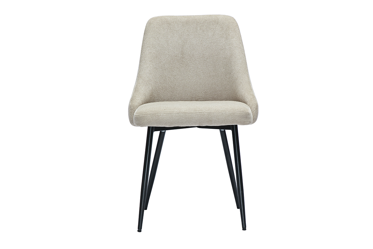 Sedie in tessuto effetto velluto testurato beige e metallo nero (set di 2) HASTA