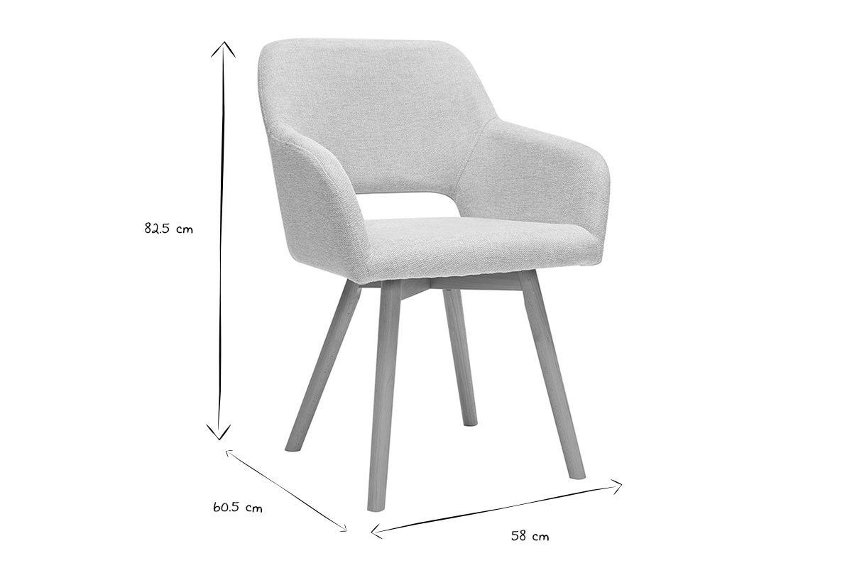 Dimensioni della sedia LAURETTE in nero e bianco: L58 x P60.5 x H82.5 cm