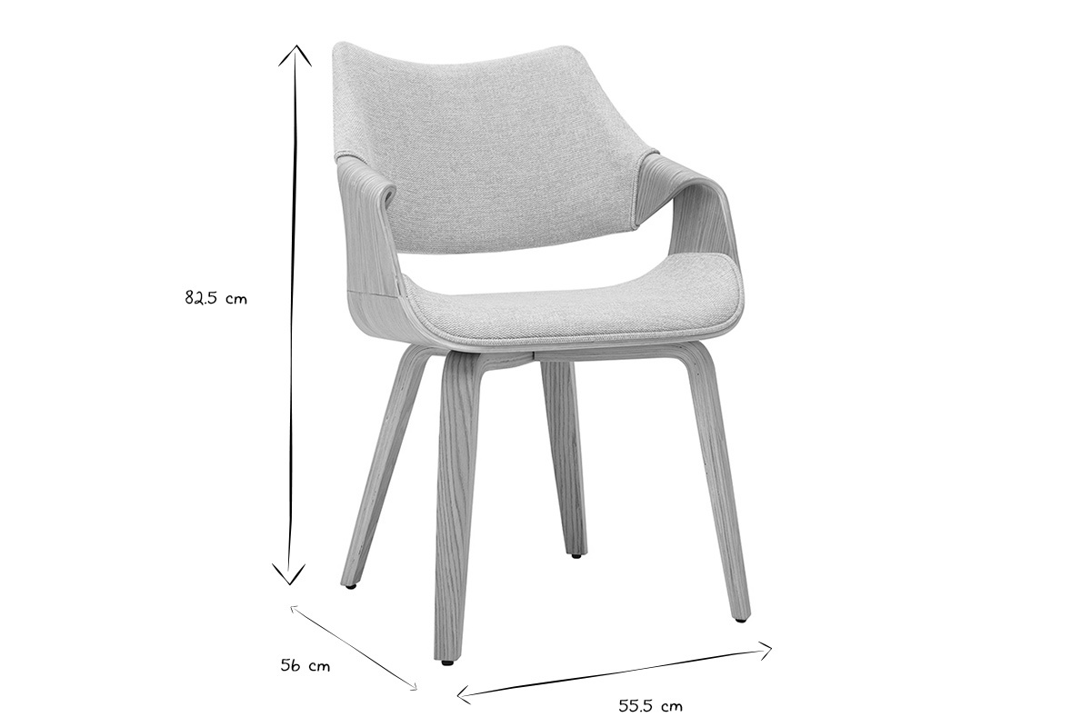 Dimensioni della sedia SEVAN in nero e bianco: H82,5 cm, P56 cm, L55,5 cm.