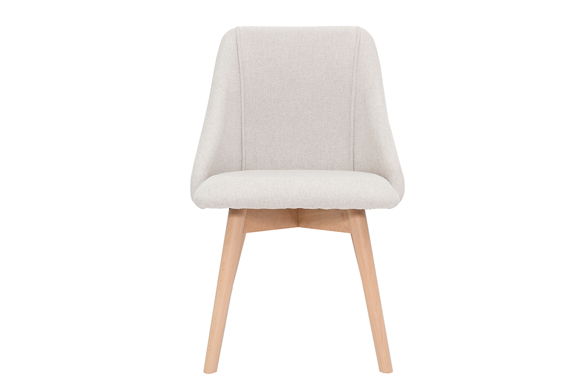 Sedie in tessuto effetto velluto testurizzato beige e legno chiaro (set di 2) HIGGINS