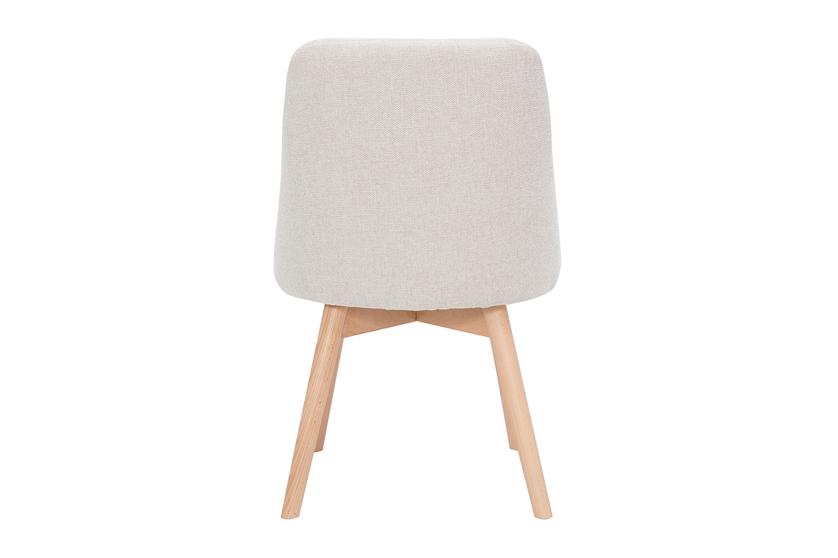 Sedie in tessuto effetto velluto testurizzato beige e legno chiaro (set di 2) HIGGINS