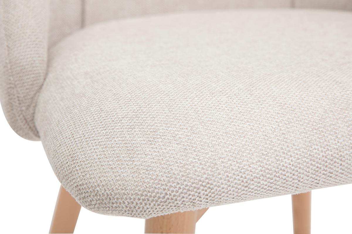 Sedie in tessuto effetto velluto testurizzato beige e legno chiaro (set di 2) HIGGINS