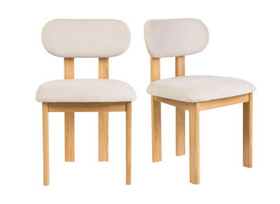 Sedie in tessuto effetto velluto testurizzato beige e legno chiaro frassino (lotto di 2) NORMI