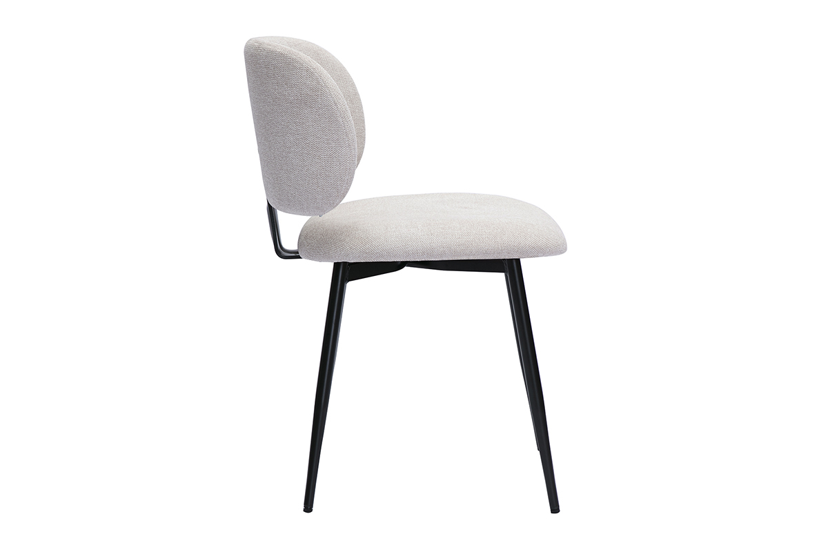 Sedie in tessuto effetto velluto testurizzato beige e metallo nero (lotto di 2) ATRIUM