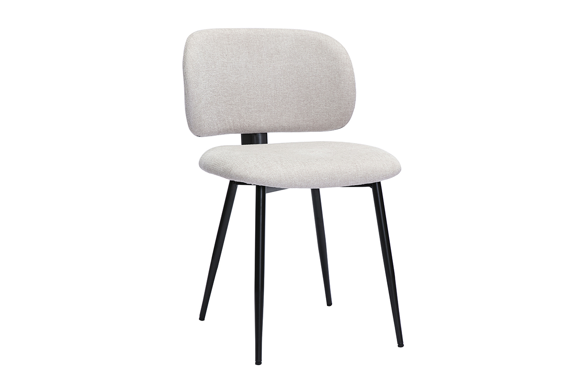 Sedie in tessuto effetto velluto testurizzato beige e metallo nero (lotto di 2) ATRIUM