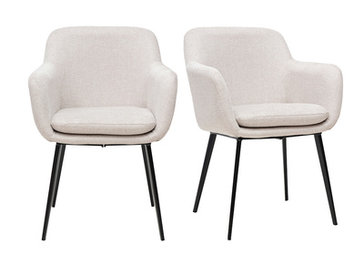 Sedie in tessuto effetto velluto testurizzato beige e metallo nero (set di 2) AMIKA