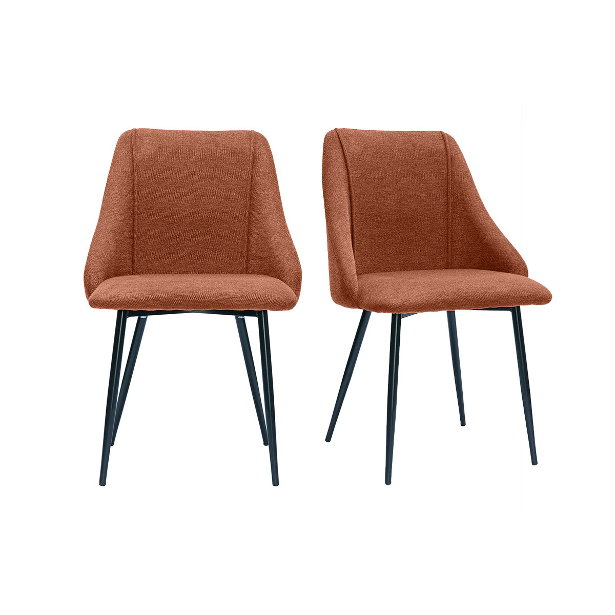 Sedie in tessuto effetto velluto testurizzato color bruciato e metallo nero (set di 2) HIGGINS