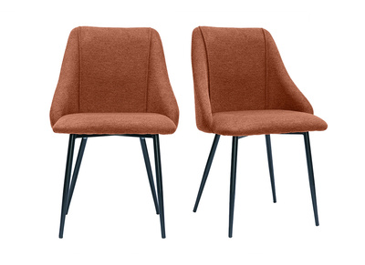 Sedie in tessuto effetto velluto testurizzato color bruciato e metallo nero (set di 2) HIGGINS