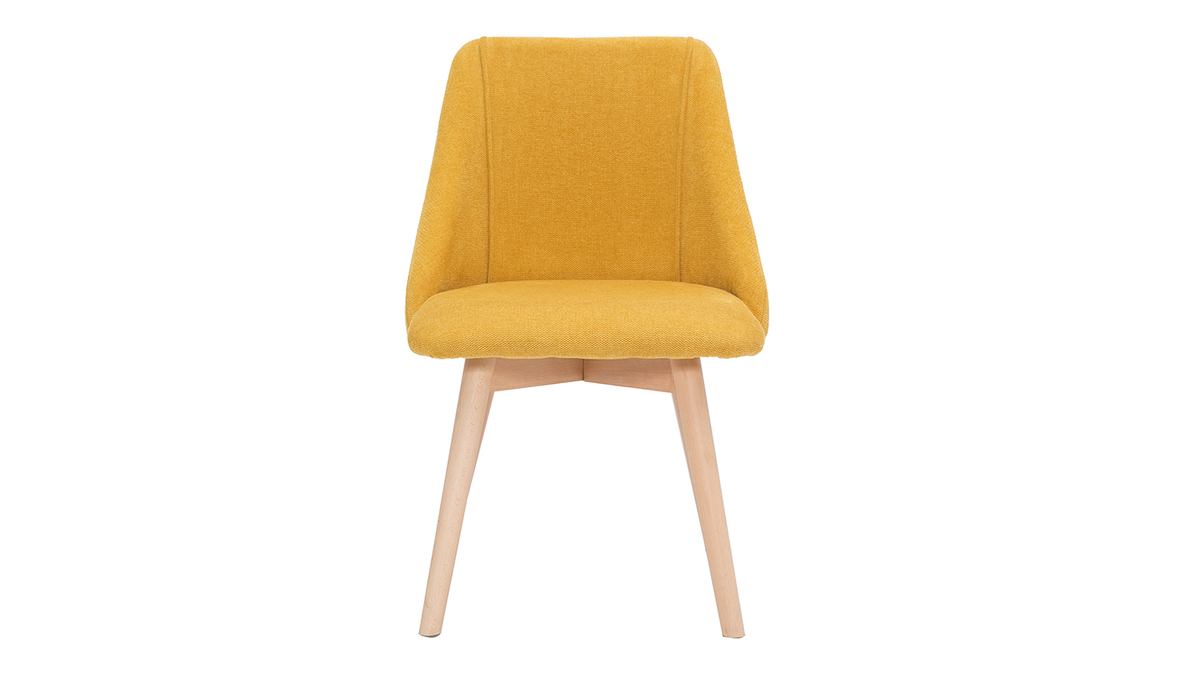 Sedie in tessuto effetto velluto testurizzato giallo senape e legno massello (set di 2) HIGGINS