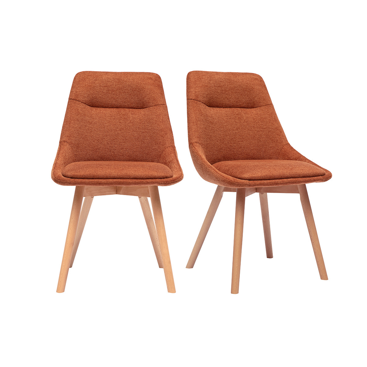 Sedie in tessuto effetto velluto testurizzato terra bruciata e legno chiaro (set di 2) ALESS