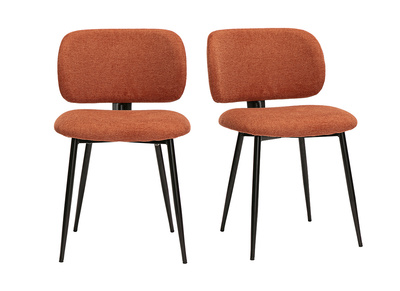 Sedie in tessuto effetto velluto testurizzato terra bruciata e metallo nero (lotto di 2) ATRIUM