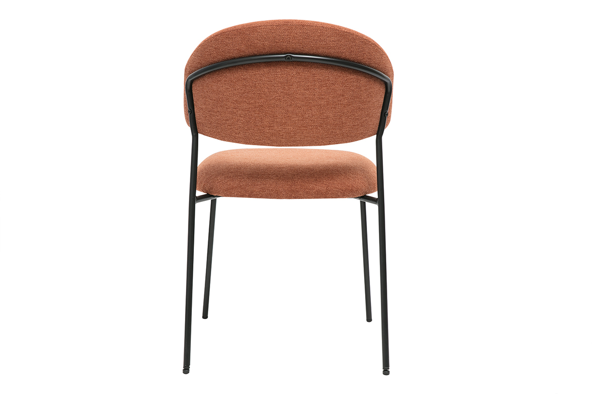 Sedie in tessuto effetto velluto testurizzato terra bruciata e metallo nero (set di 2) BENTA