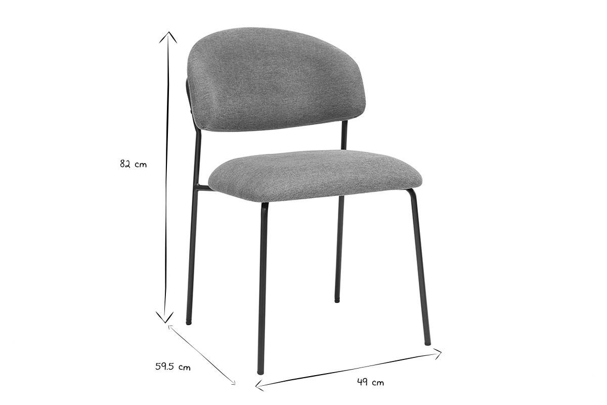 Sedie in tessuto effetto velluto testurizzato terra bruciata e metallo nero (set di 2) BENTA