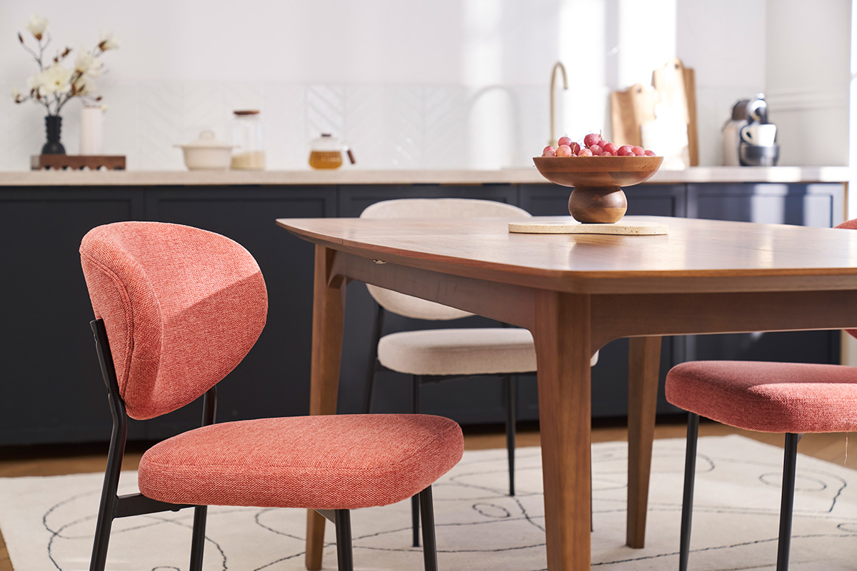 Sedie in tessuto effetto velluto testurizzato terracotta e metallo nero (set di 2) BREKA