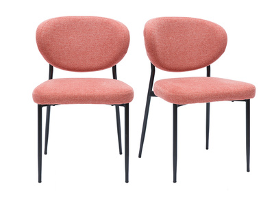 Sedie in tessuto effetto velluto testurizzato terracotta e metallo nero (set di 2) BREKA