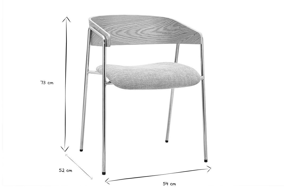 Dimensioni delle sedie FANELY in bianco e nero: L54 x P52 x H73 cm