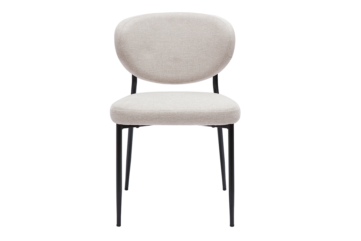Sedie in tessuto effetto velluto texture beige e metallo nero (set di 2) BREKA