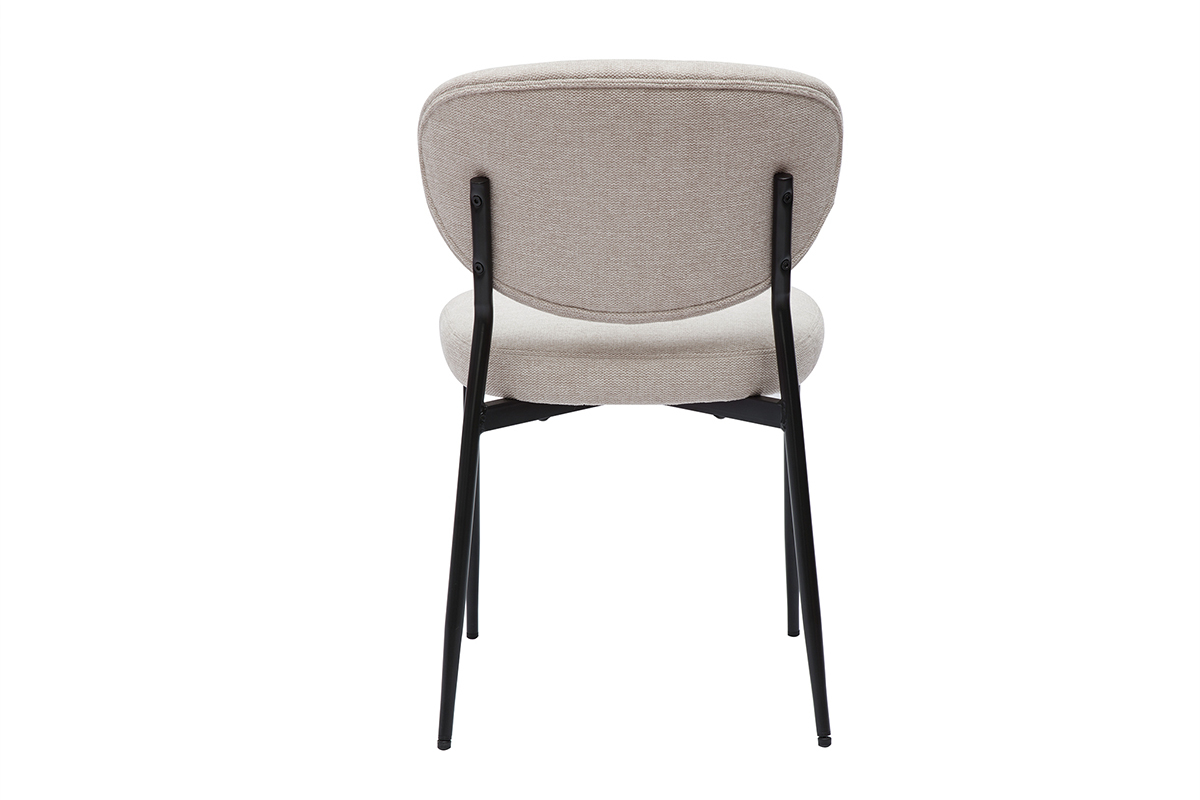 Sedie in tessuto effetto velluto texture beige e metallo nero (set di 2) BREKA