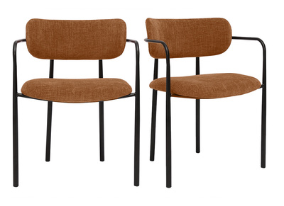 Sedie in tessuto effetto velluto texture terra bruciata e metallo nero (set di 2) SWIFT