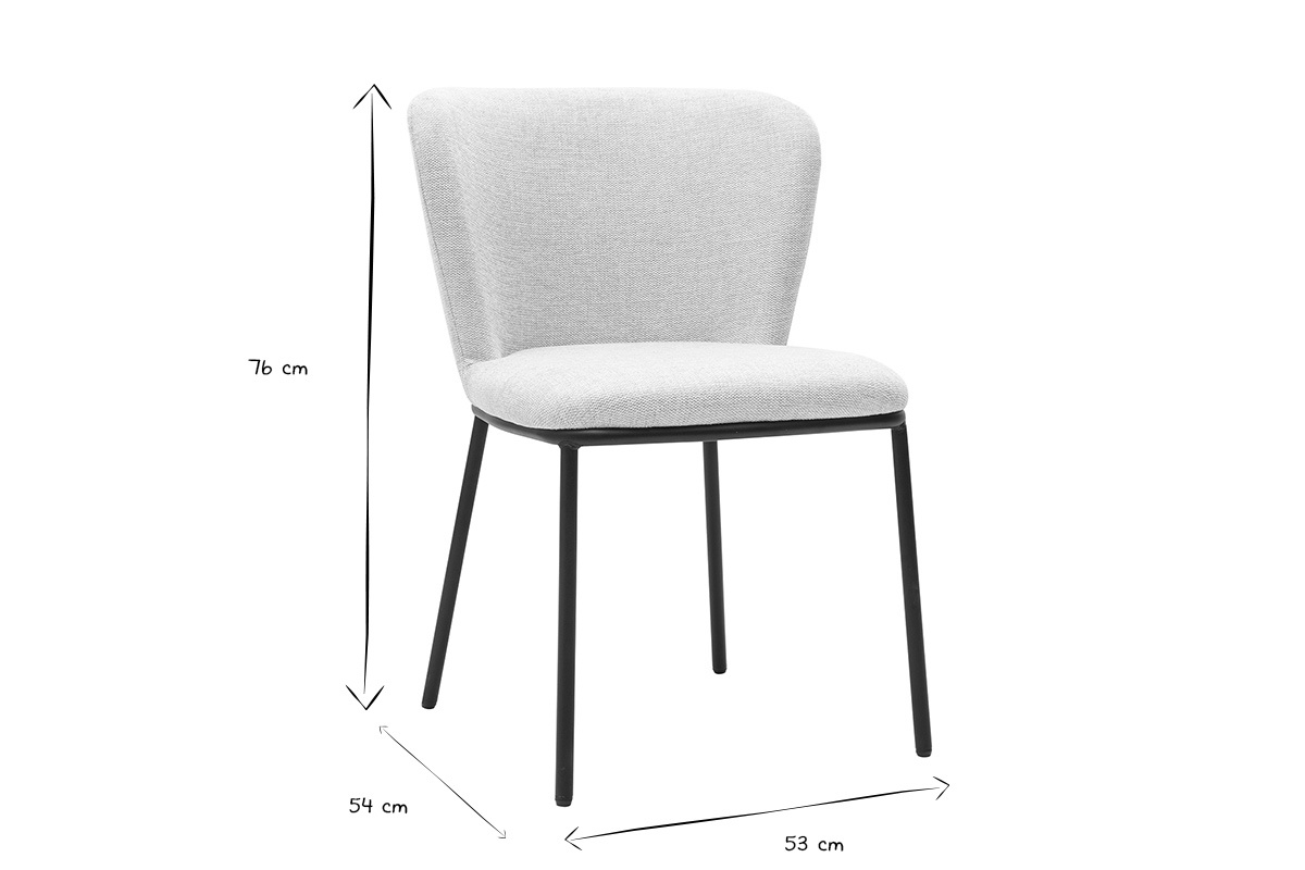 Dimensioni delle sedie LISOR in nero e bianco, 76 cm di altezza, 54 cm di profondit�, 53 cm di larghezza.