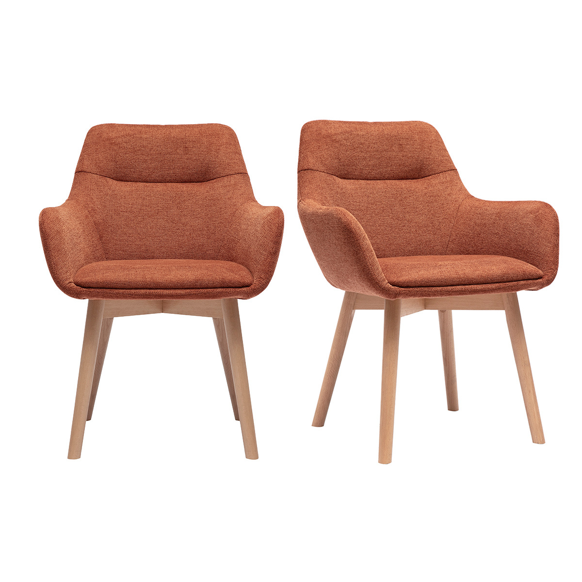 Sedie in tessuto effetto velluto texturizzato terra bruciata e legno chiaro (set di 2) ALESS