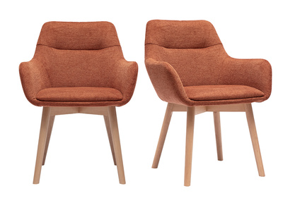 Sedie in tessuto effetto velluto texturizzato terra bruciata e legno chiaro (set di 2) ALESS