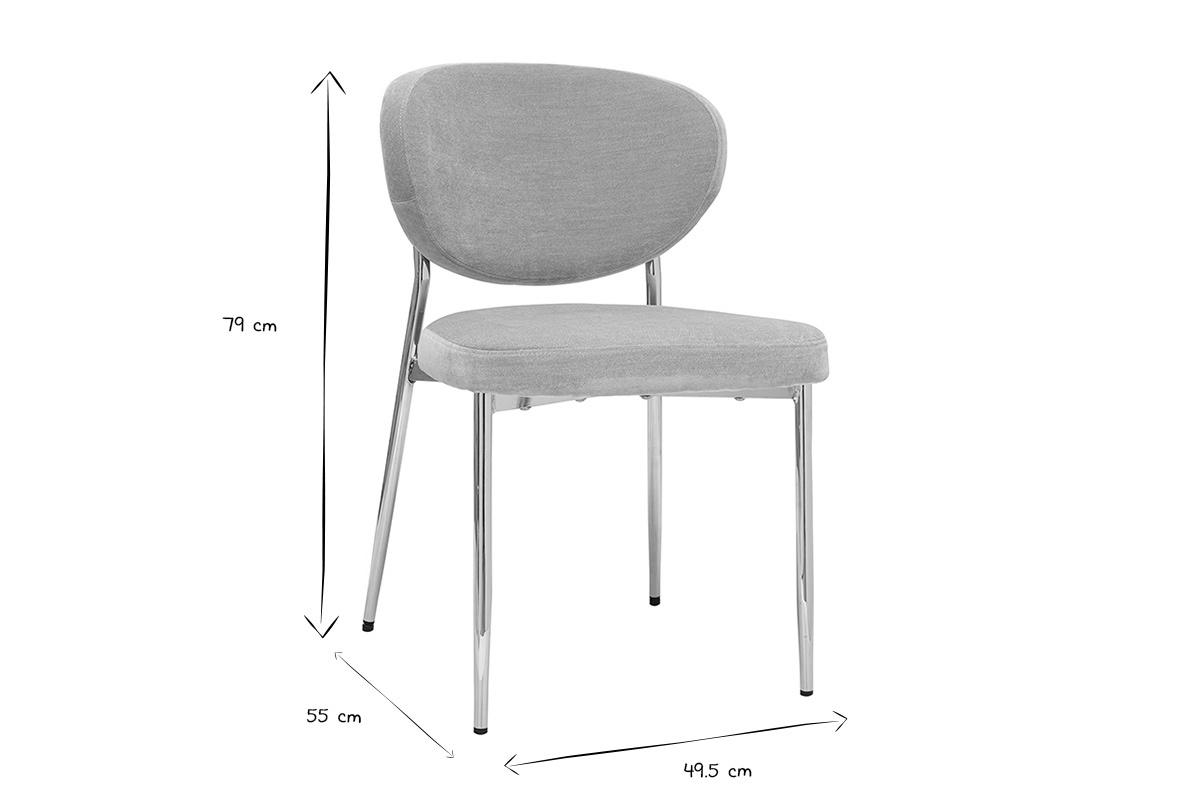 Dimensioni delle sedie BREKA in bianco e nero, 49,5 cm di larghezza, 55 cm di profondit�, 79 cm di altezza.