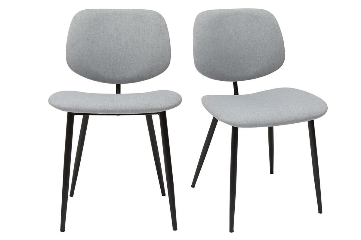 Sedie in tessuto grigio chiaro e metallo nero (set di 2) TOBIAS