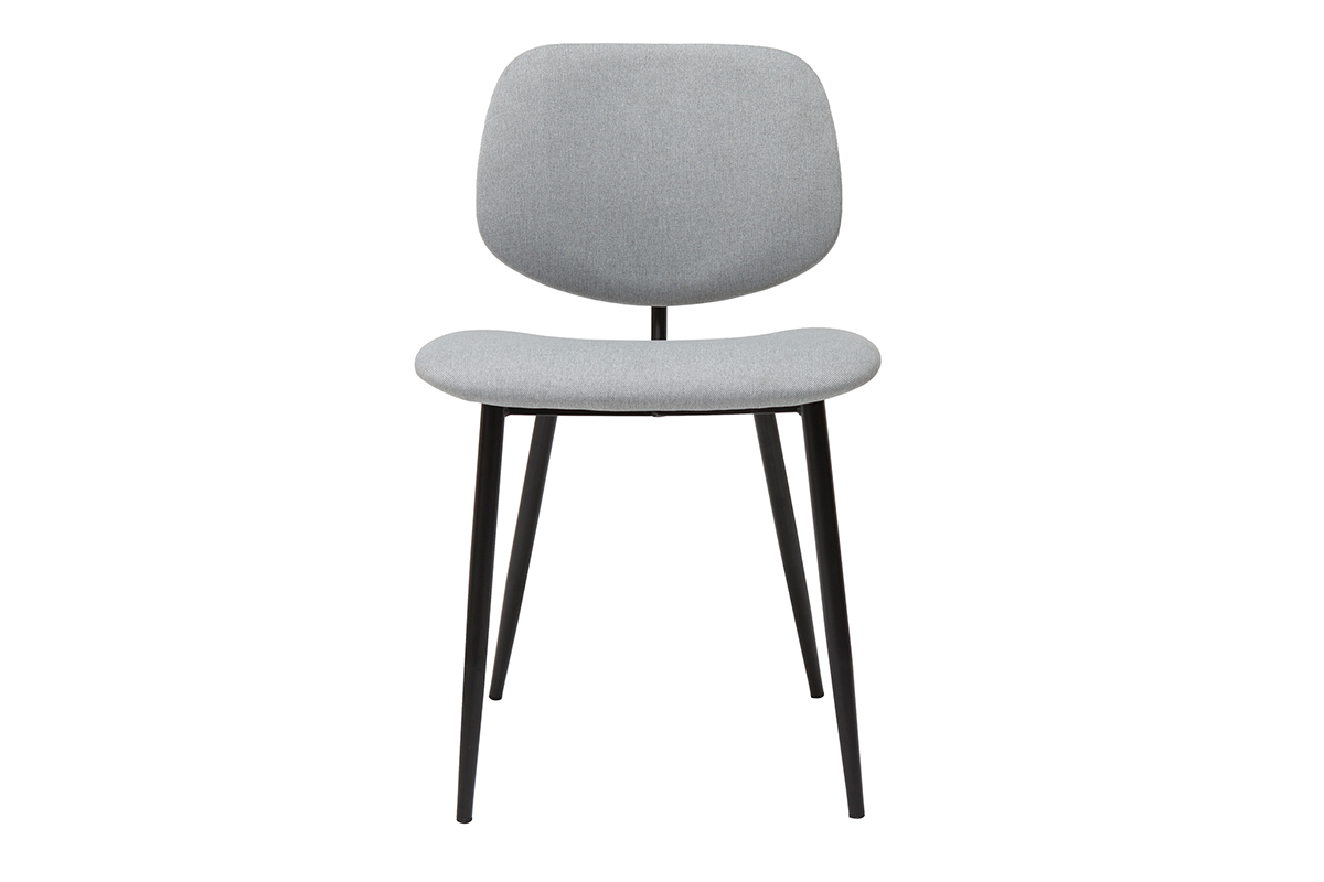 Sedie in tessuto grigio chiaro e metallo nero (set di 2) TOBIAS