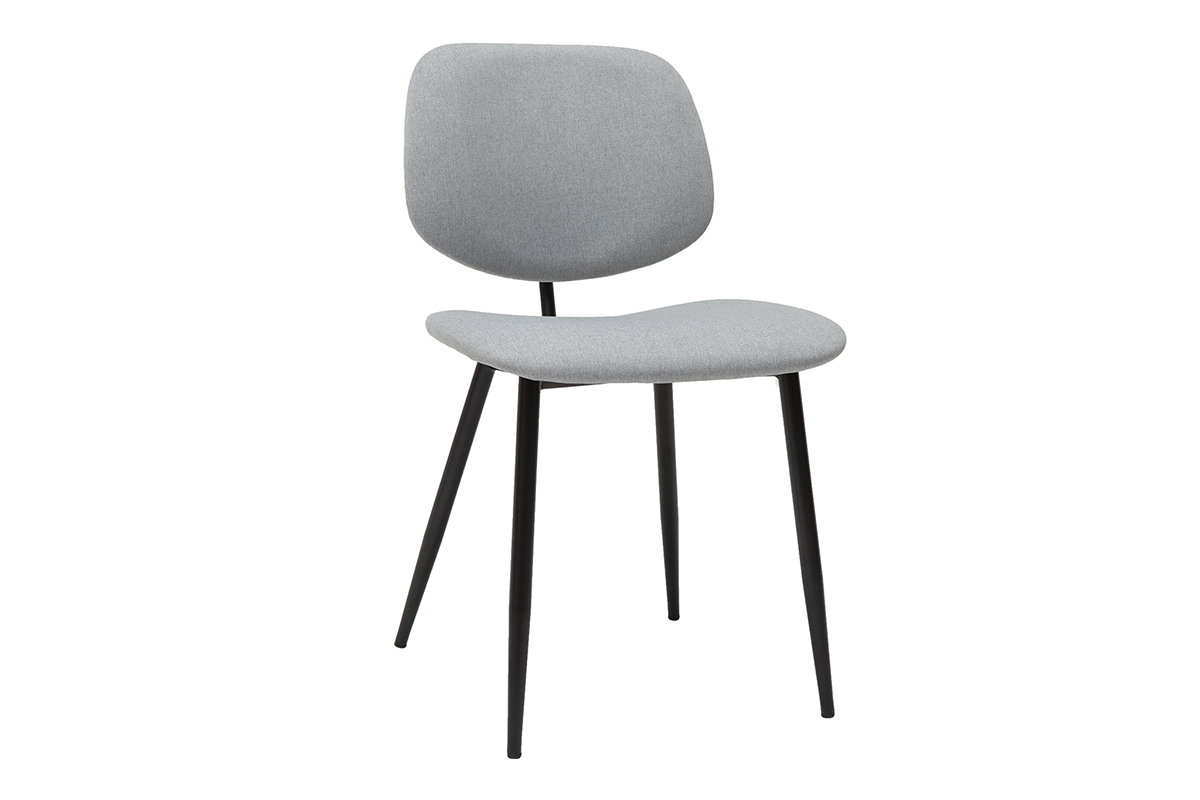 Sedie in tessuto grigio chiaro e metallo nero (set di 2) TOBIAS