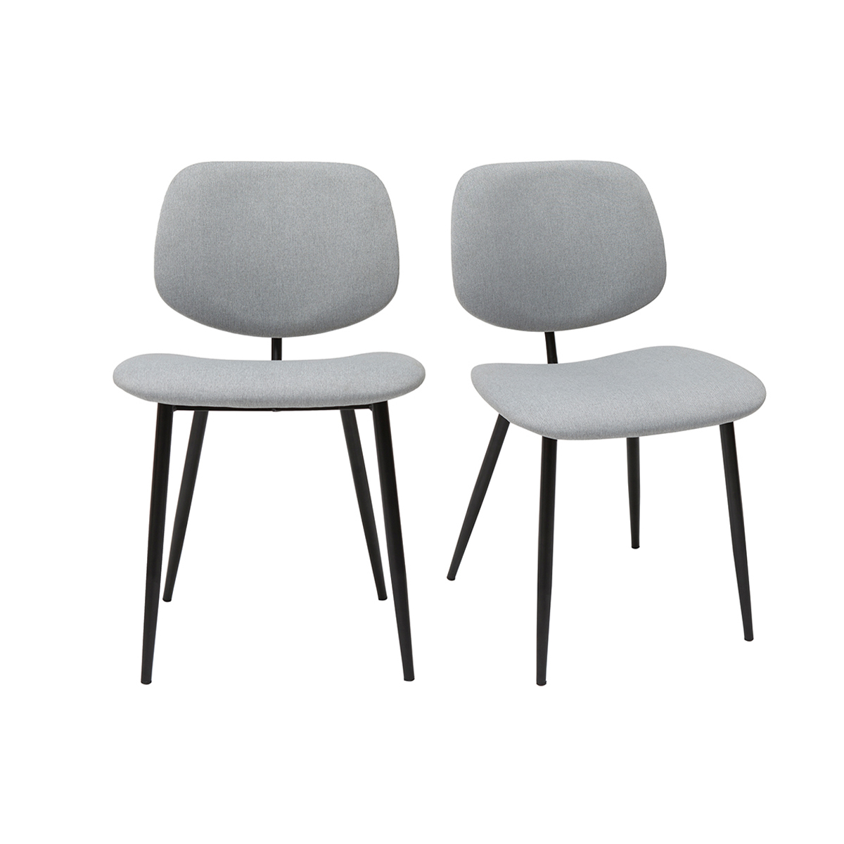 Sedie in tessuto grigio chiaro e metallo nero (set di 2) TOBIAS
